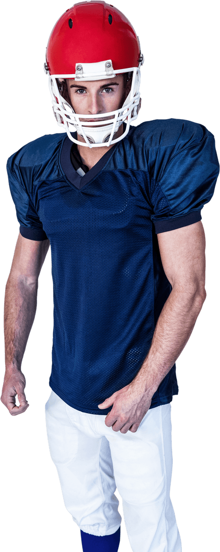 Transparent Background of Confident Rugby Player in Blue Uniform
