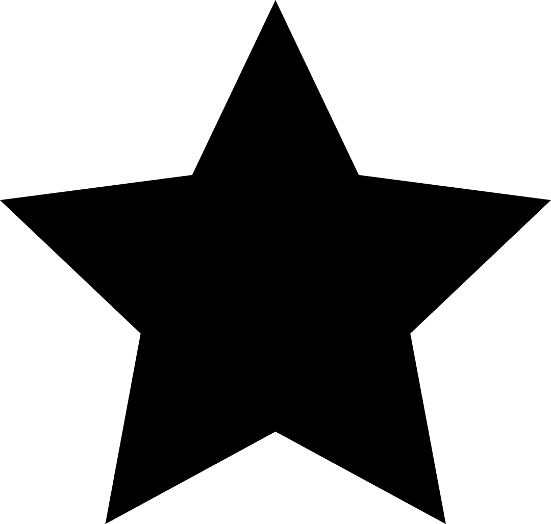 Black Star on Transparent Background Minimalist Design Icon