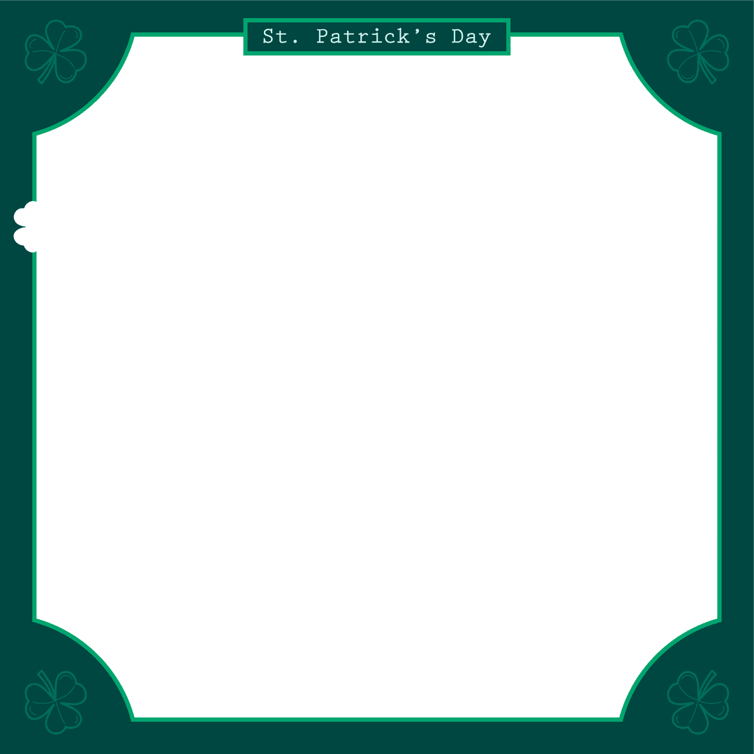 St. Patrick's Day Green White Dotted Frame with Transparent Background