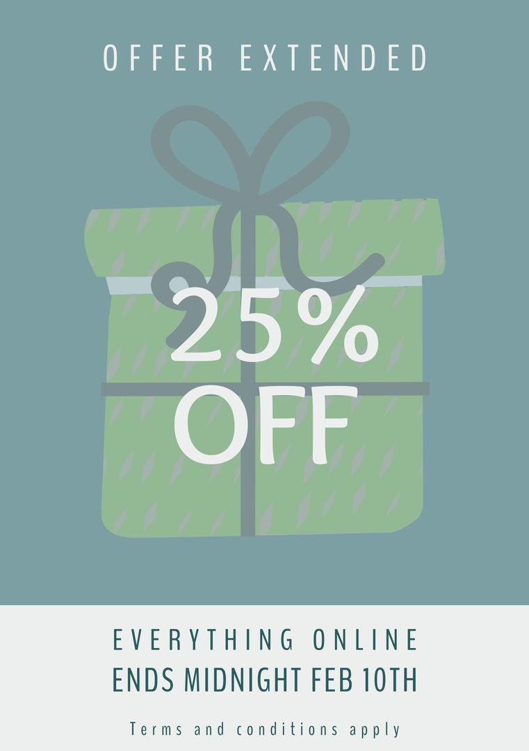 25 percent Off Online Sale Announcement with Extended Offer - Download Free Stock Templates Pikwizard.com