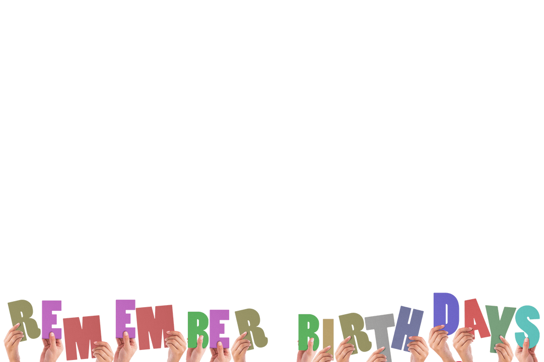 Hands Holding Birthday Signs on Transparent Background
