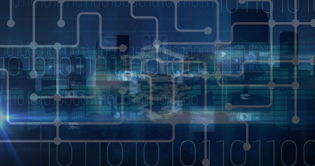 Futuristic Network Overlapping Cityscapes