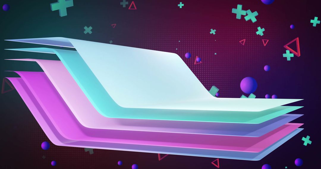 Colorful Abstract 3D Shapes with Digital Geometric Background