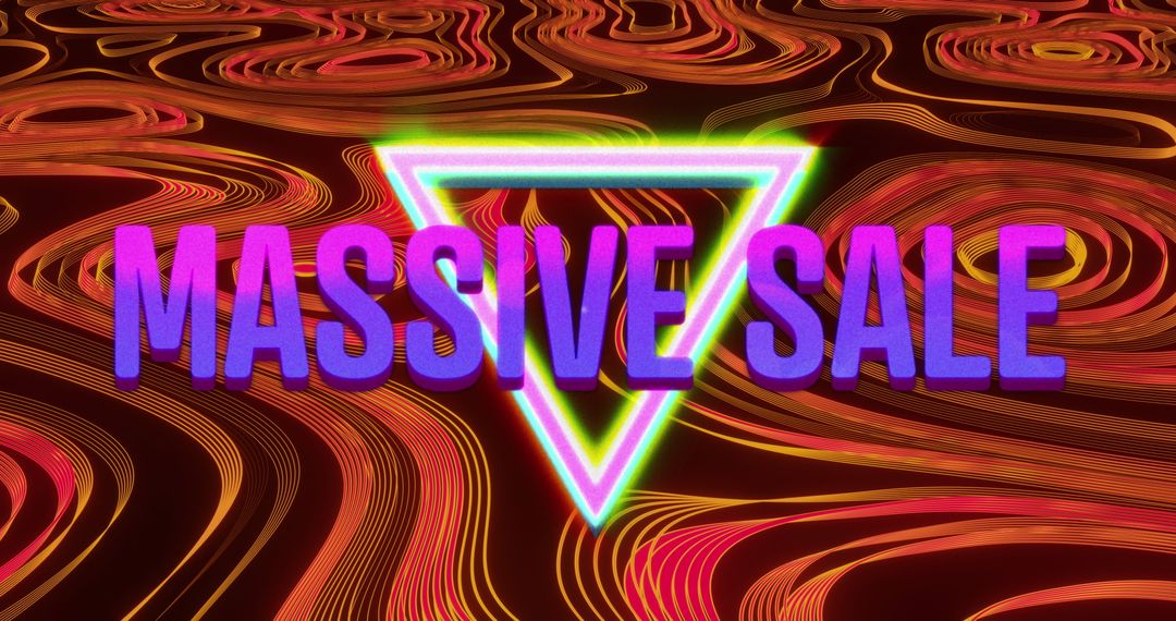 Vibrant Massive Sale Neon Message with Retro Patterns