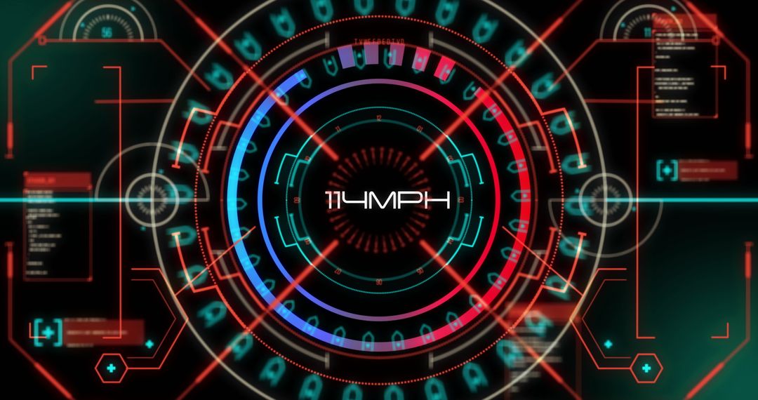 Futuristic HUD Interface with Digital Technology Orbit Visualization