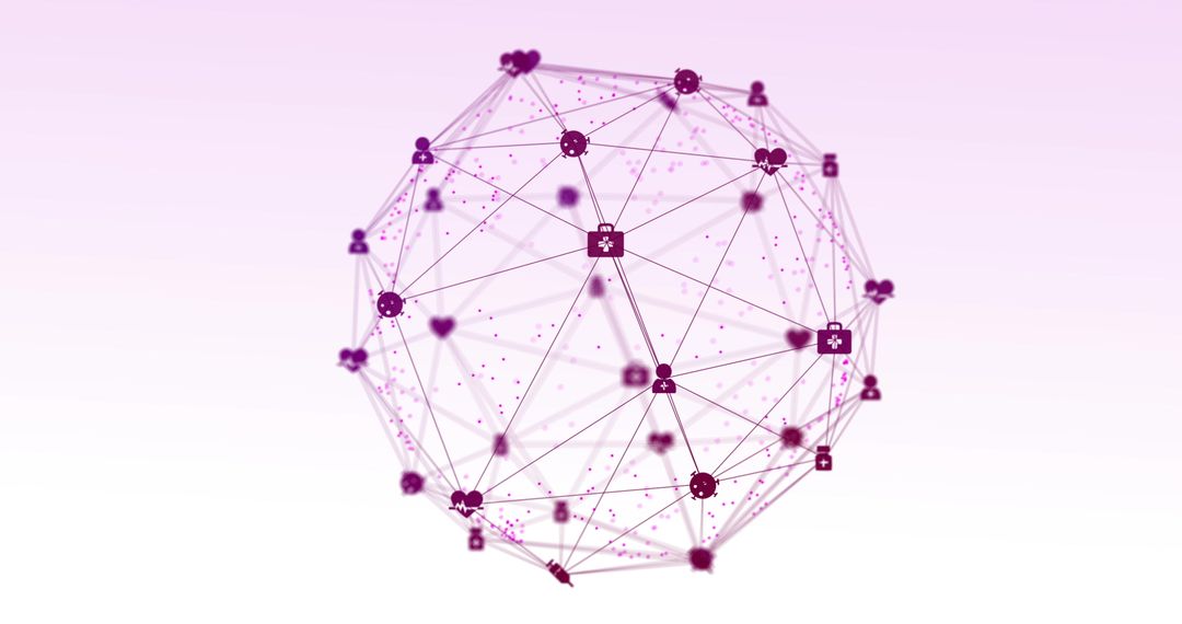 Digital Network Globe with Purple Connections on Gradient Background
