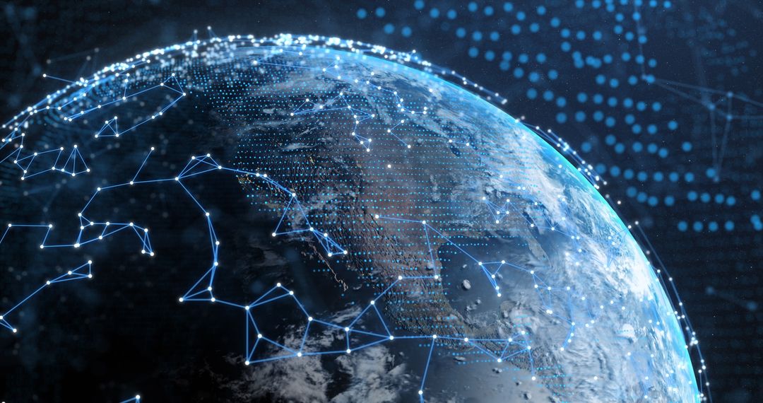 Digital Global Network Connections on Blue Planet Earth