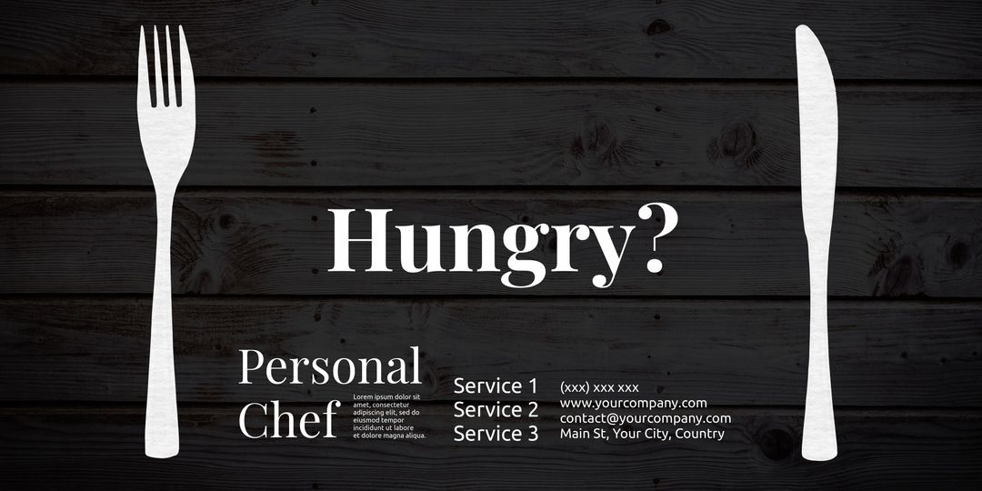Culinary Services Advertisement with Fork and Knife Illustration