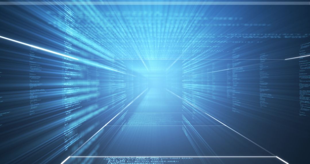 Futuristic Digital Network with Flowing Data Streams