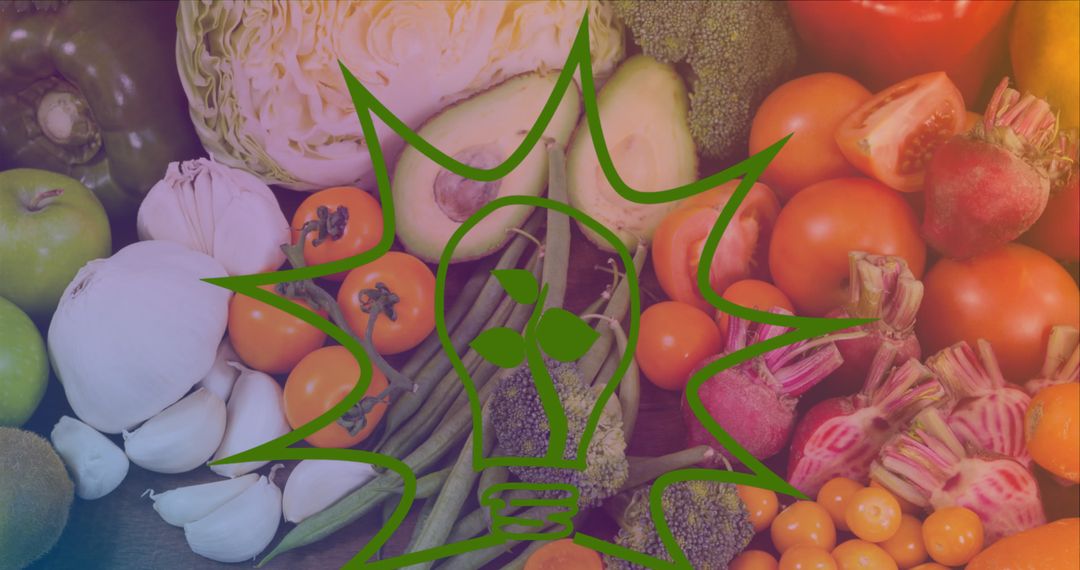 Green Light Idea Over Fresh Vegetables for Sustainable Food Message