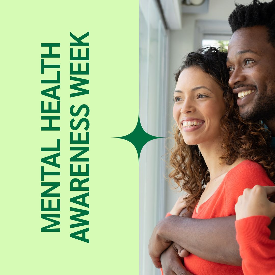 Smiling Couple Embracing for Mental Health Awareness