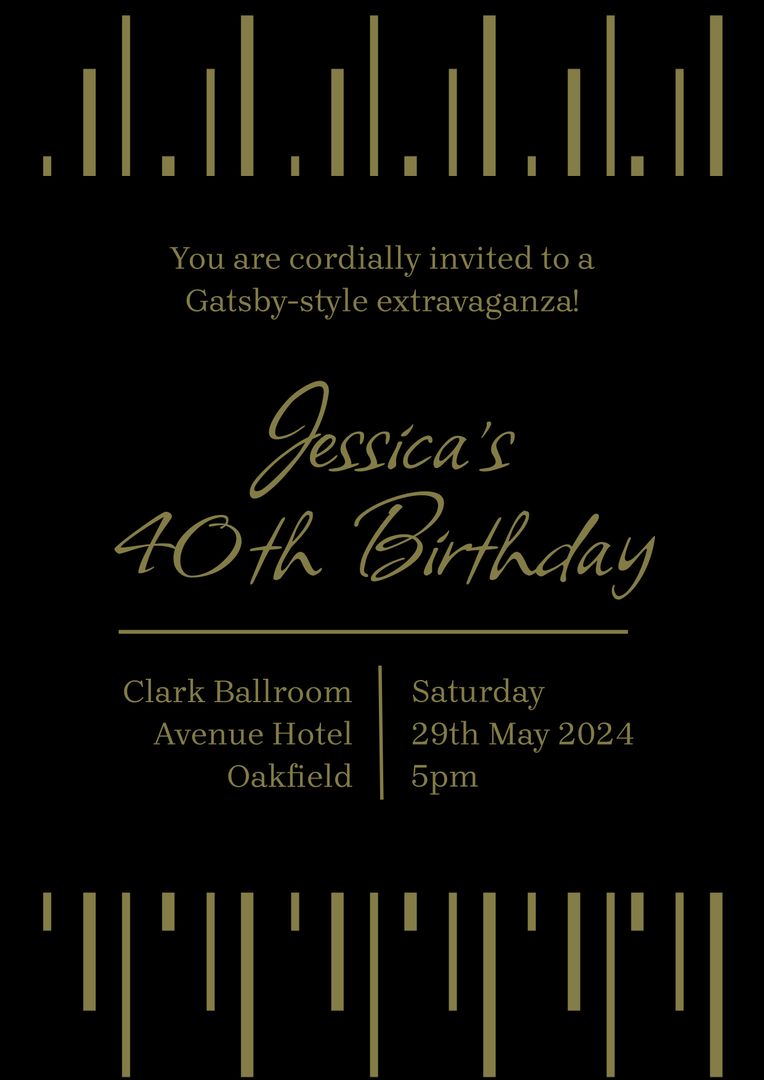 Elegant Gatsby-Style 40th Birthday Invitation - Download Free Stock Templates Pikwizard.com