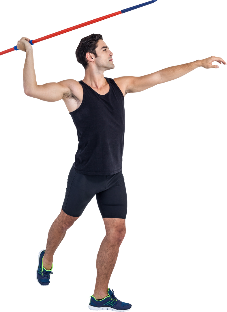 Male Athlete Practicing Javelin Throw with Focused Precision Transparent - Download Free Stock Images Pikwizard.com