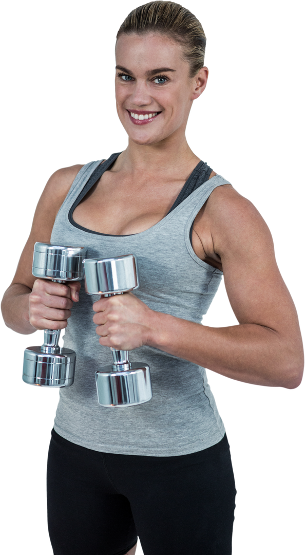 Muscular Woman Exercising with Dumbbells, Transparent Fitness Motivation - Download Free Stock Images Pikwizard.com