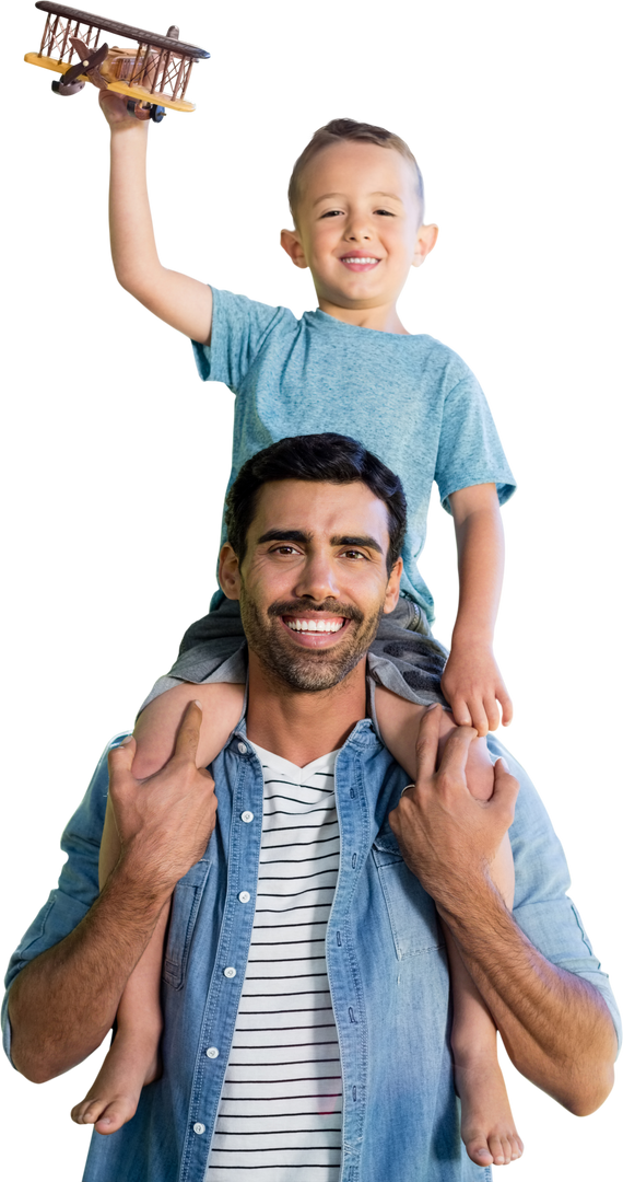 Transparent portrait father carrying son on shoulders, fun family bonding - Download Free Stock Images Pikwizard.com