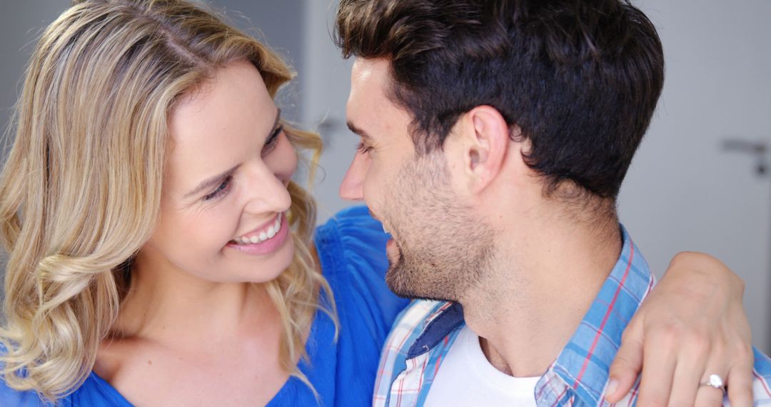 Cute couple embracing in kitchen - Free Images, Stock Photos and Pictures on Pikwizard.com