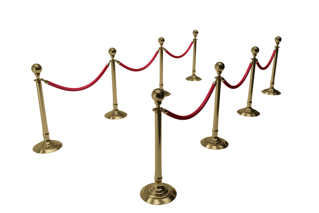 Golden Queue Rope Barriers Arrangement, Transparent Background - Download Free Stock Images Pikwizard.com