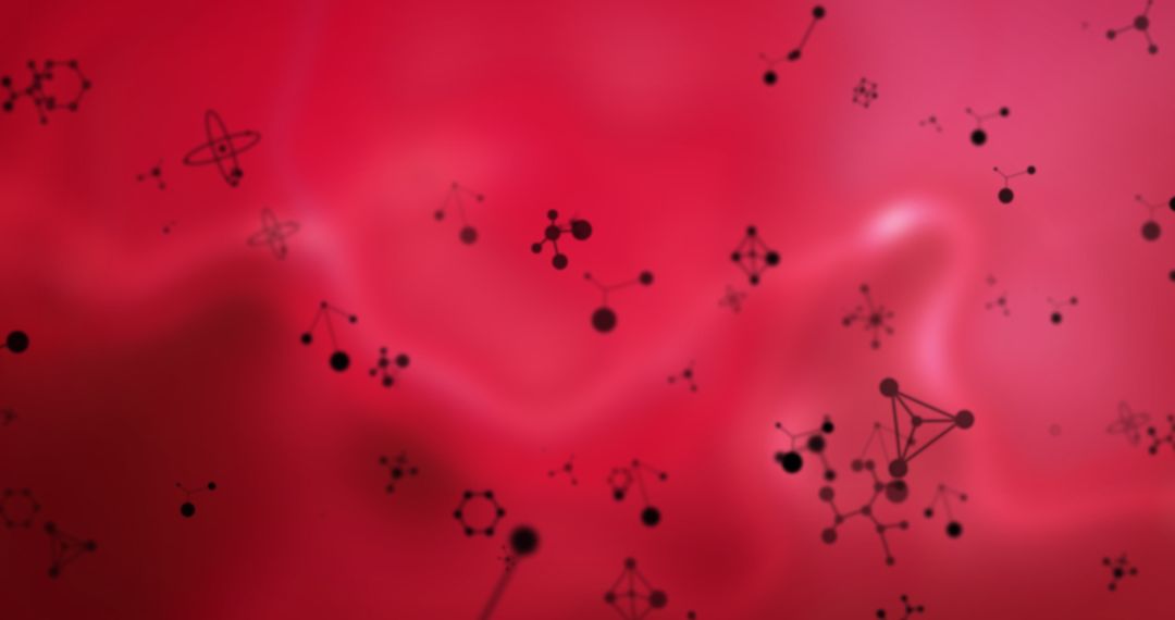 Dynamic 3D Molecules on Red Abstract Background