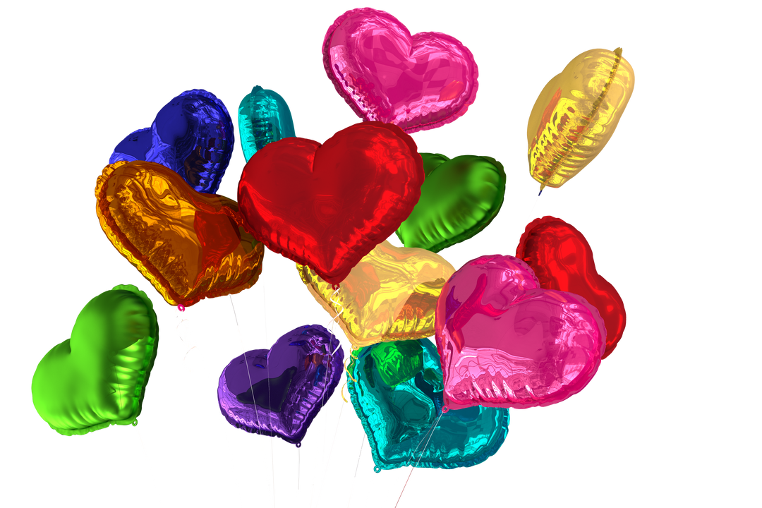 Colorful Heart Shaped Balloons PNG on Transparent Background - Download Free Stock Images Pikwizard.com