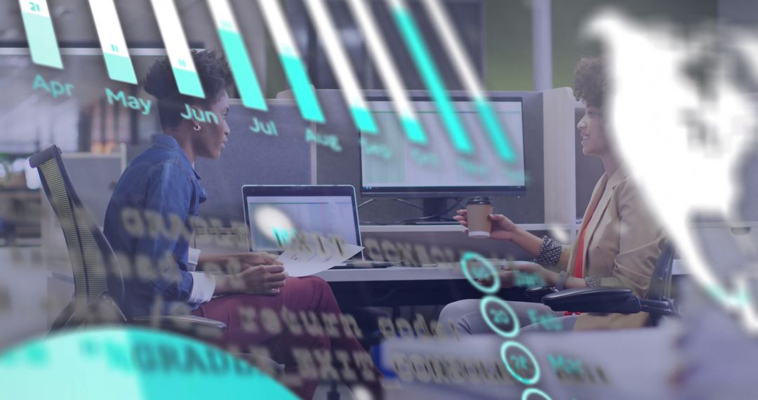 Digital Collaboration in Modern Office with Financial Interface