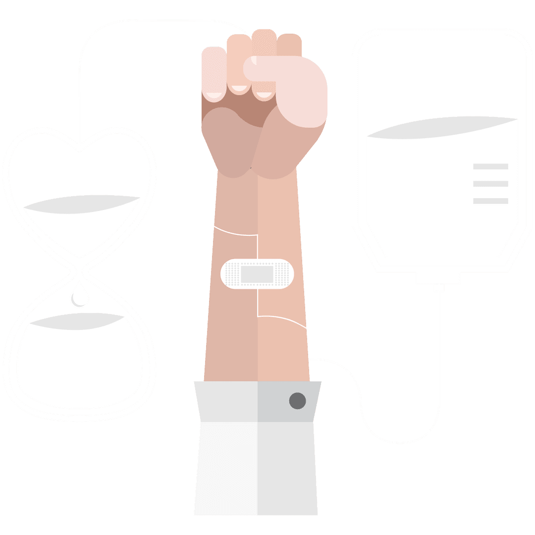 Transparent Health Concept: Arm Donating Blood with Sand Glass