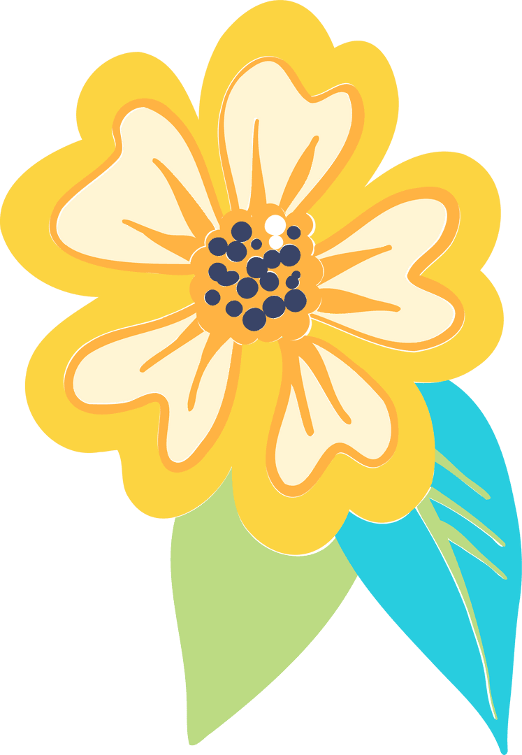 Minimalistic Floral Vector with Yellow Flower on Transparent Background