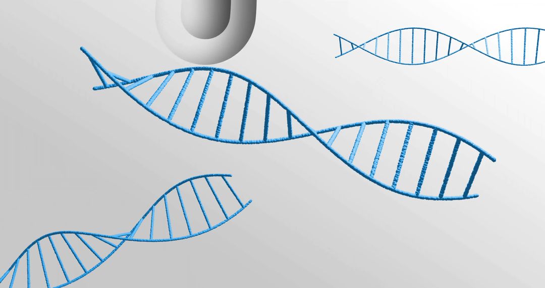Digital Representation of DNA Helixes in Motion on White Background