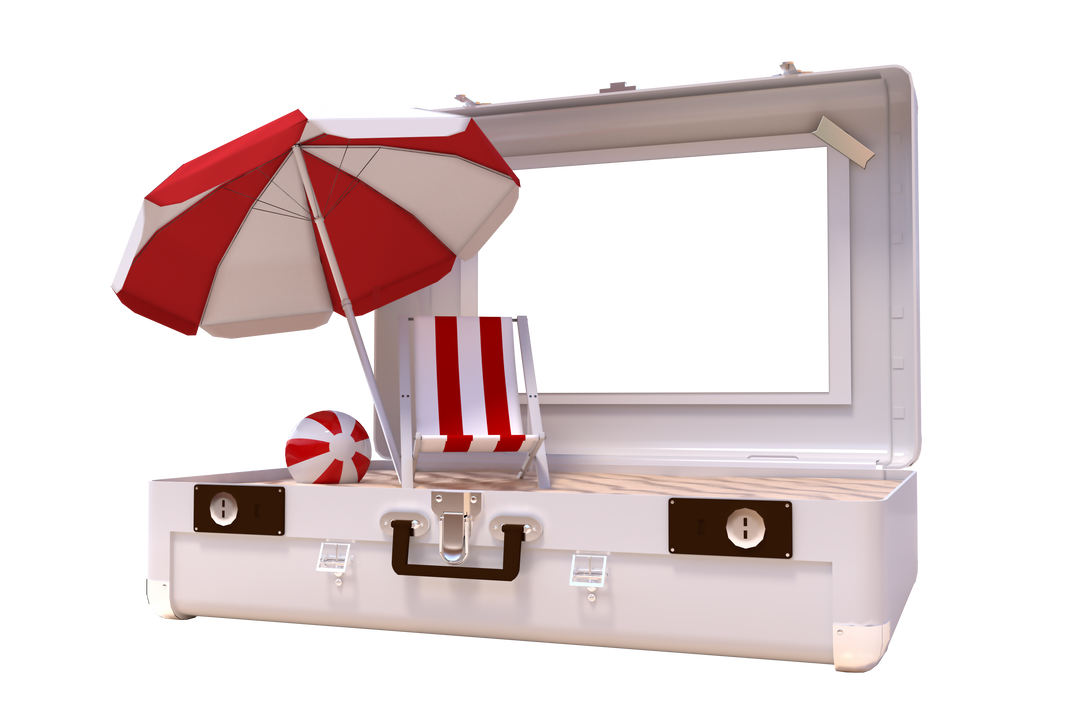 Suitcase Deckchair Umbrella Ball Illustration on Transparent Background - Download Free Stock Images Pikwizard.com