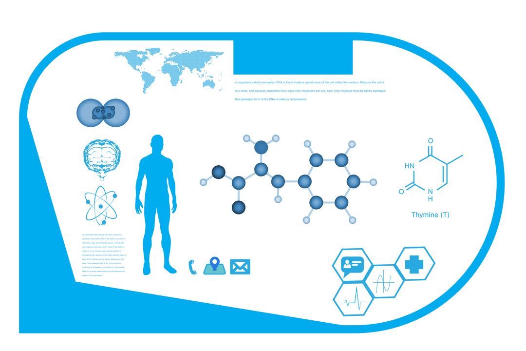 Transparent Science Infographic with Human and Molecule Data