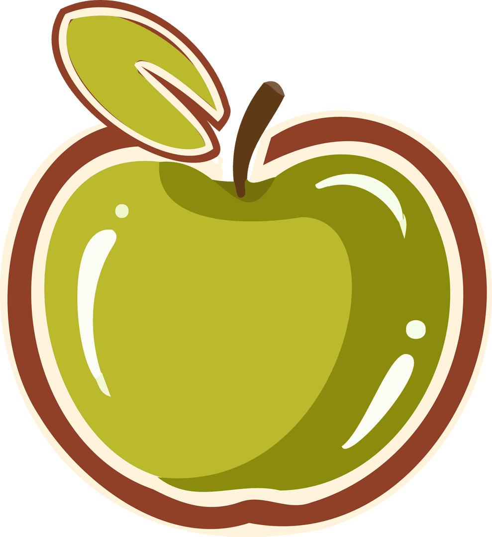 Vibrant Green Apple Illustration on Transparent Background