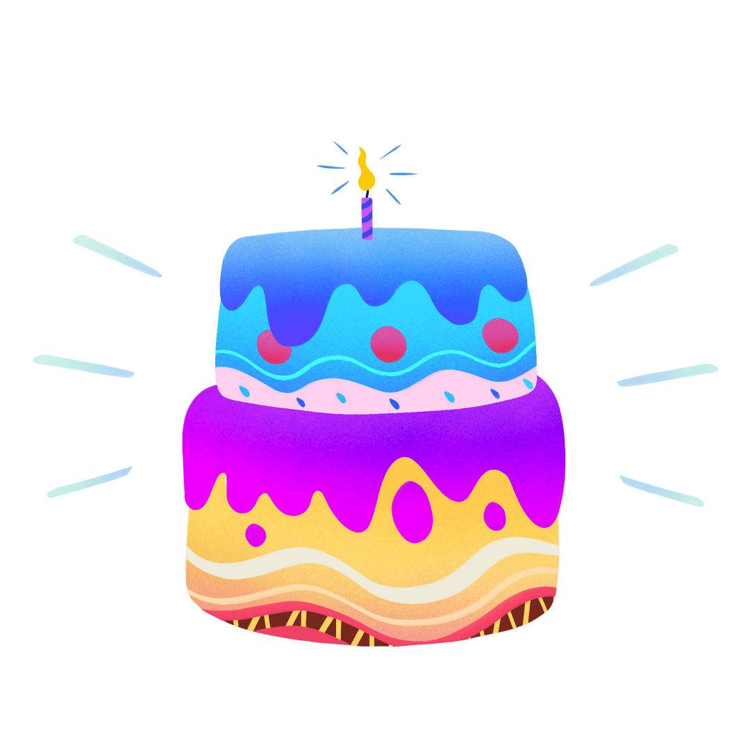 Bright Drip Frosting Celebration Cake on Transparent Background