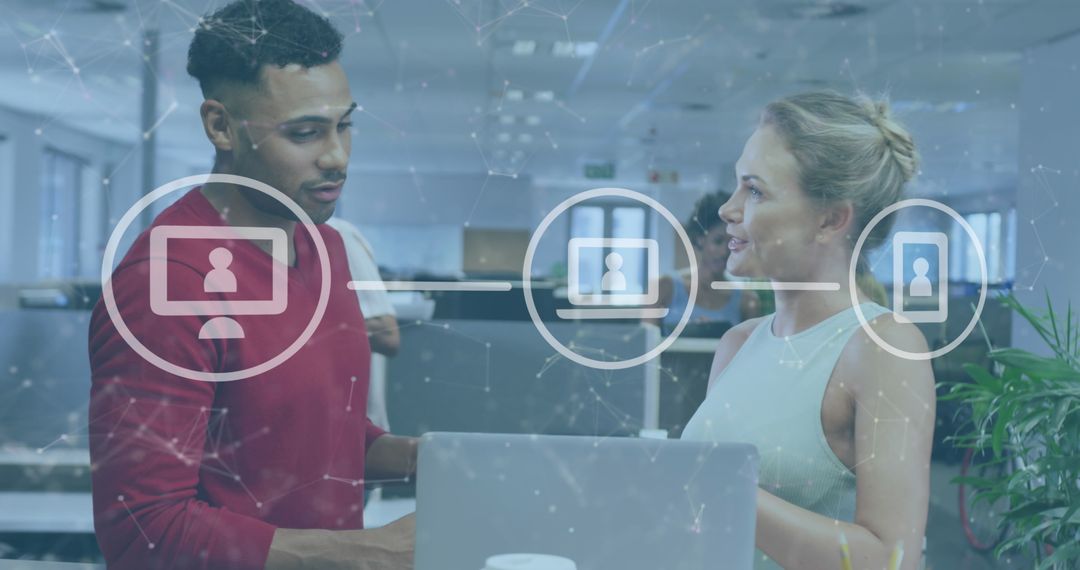 Diverse Team Collaborating on Digital Data Table