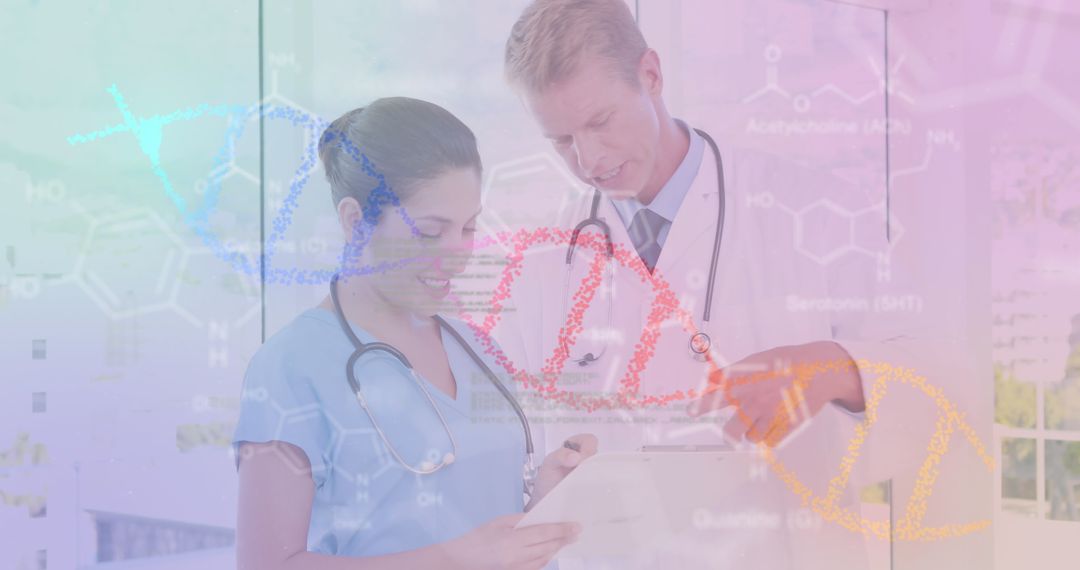 Diverse Doctors Collaborating in Futuristic Medical Environment