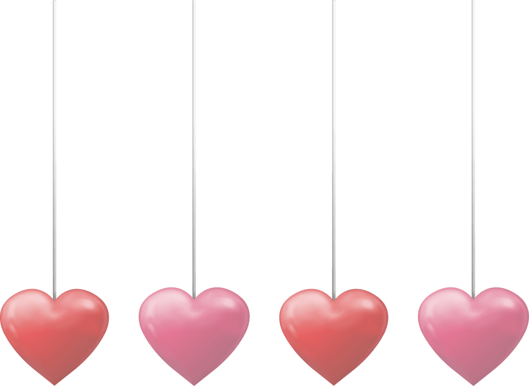 Transparent Hanging Hearts on Strings, Love and Romance