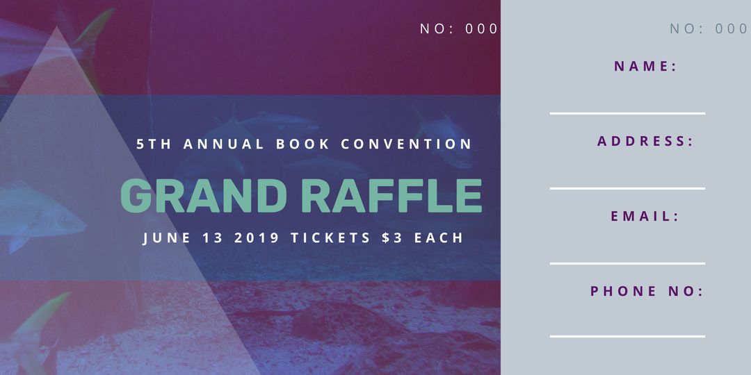 5th Annual Book Convention Raffle Ticket Template with Aquarium Background - Download Free Stock Templates Pikwizard.com