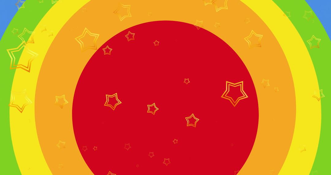 Floating Stars on Vibrant Rainbow Background
