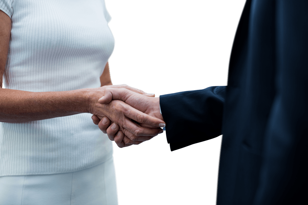 Transparent Handshake Between Business Professionals in Formal Attire