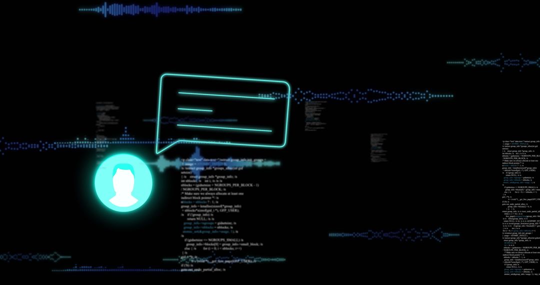 Digital Interface with Floating Data and Chat Icon