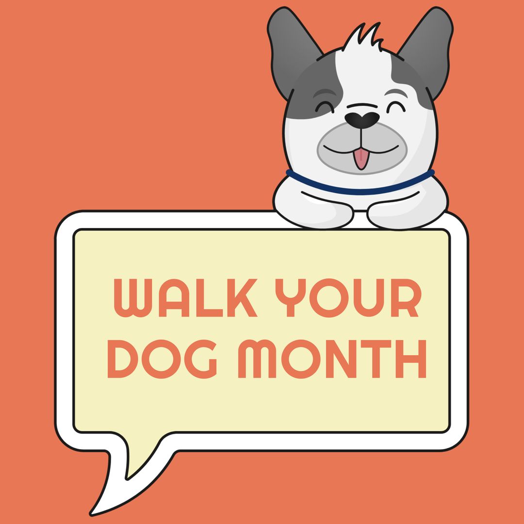 Cheerful Cartoon Dog Advocating Walk Your Dog Month