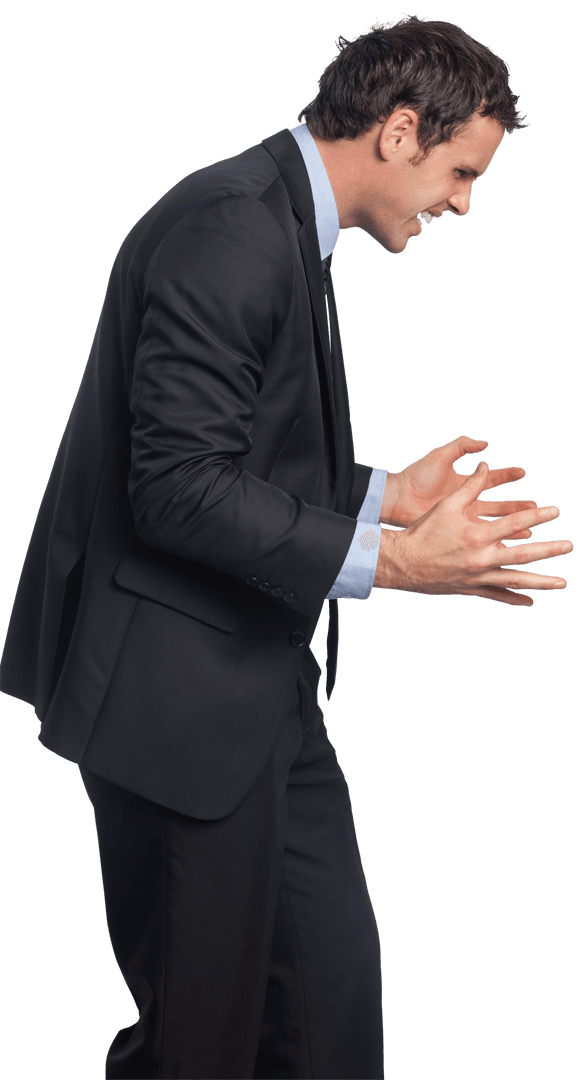 Frustrated Caucasian Businessman Gesture Transparent Background