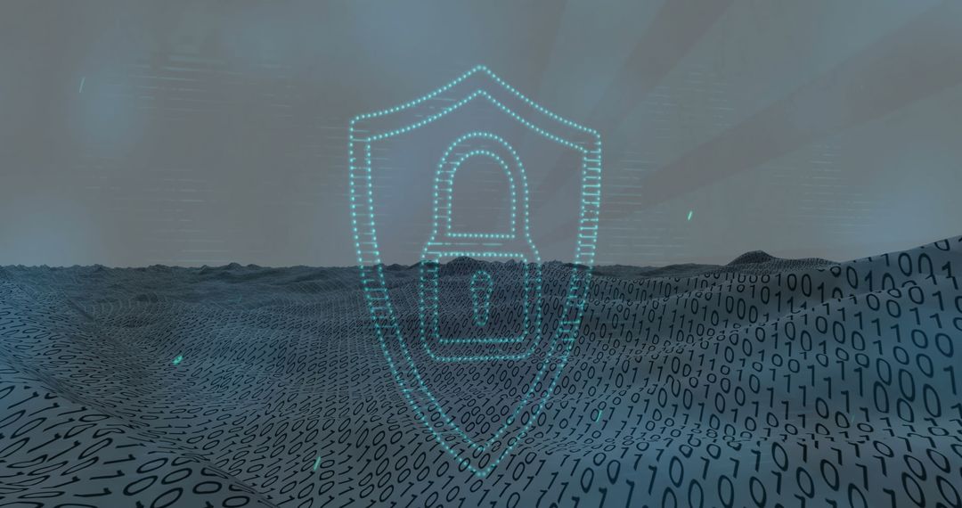 Digital Security Concept with Binary Wave and Lock Icon