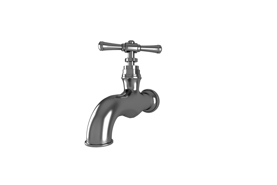 Silver Faucet on Transparent Background for Design Projects