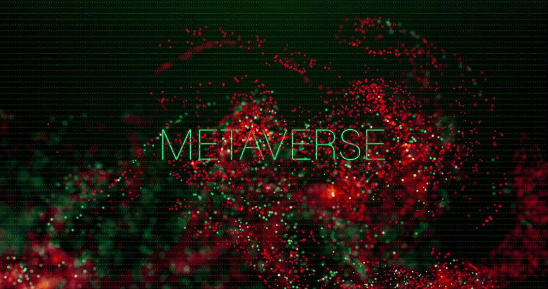 Abstract Digital Particles with Metaverse Text in Bright Colors