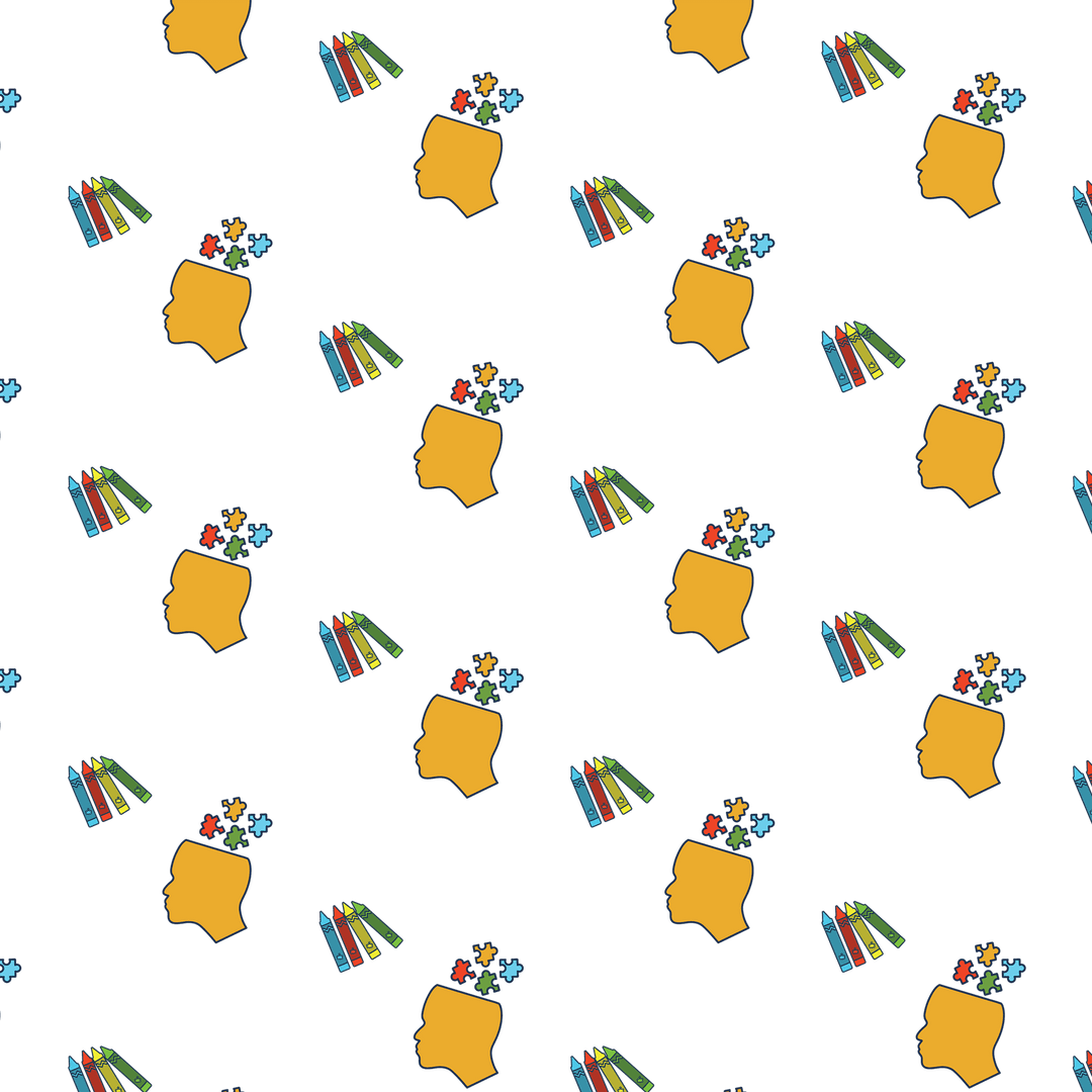 Seamless Transparent Background with Puzzle Pieces and Markers