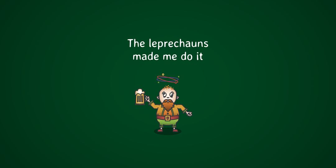 Mischievous Leprechaun with Beer and Humorous Quote