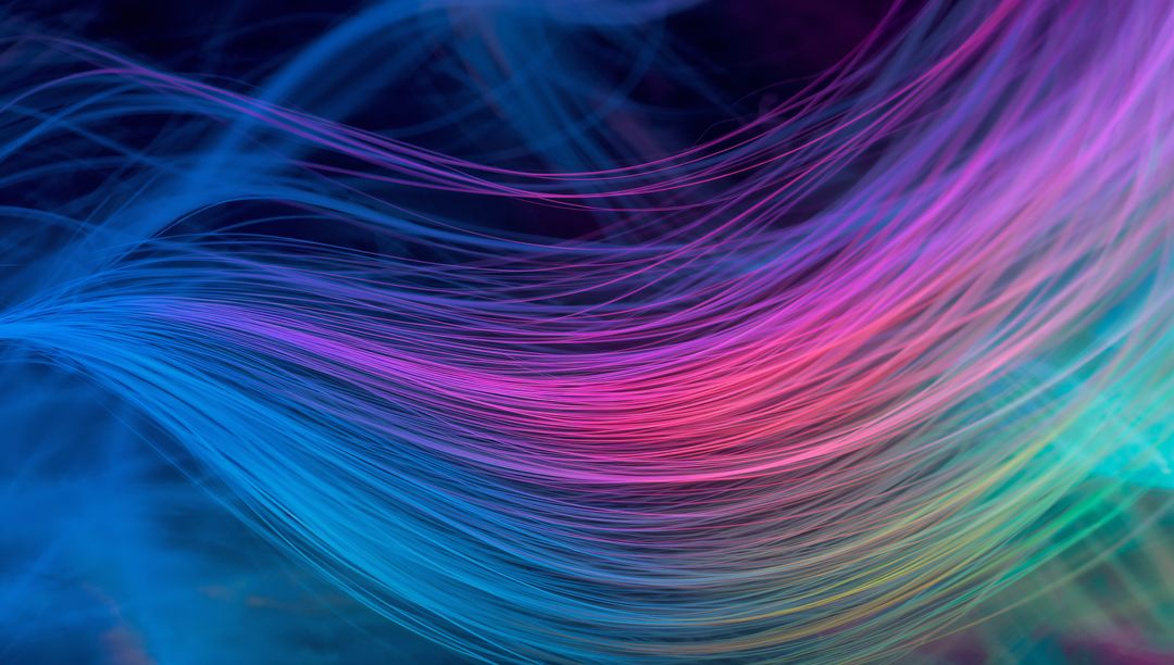Flowing Neon Filaments Forming Diagonal Lightwave with Vibrant Gradient Glow and Motion