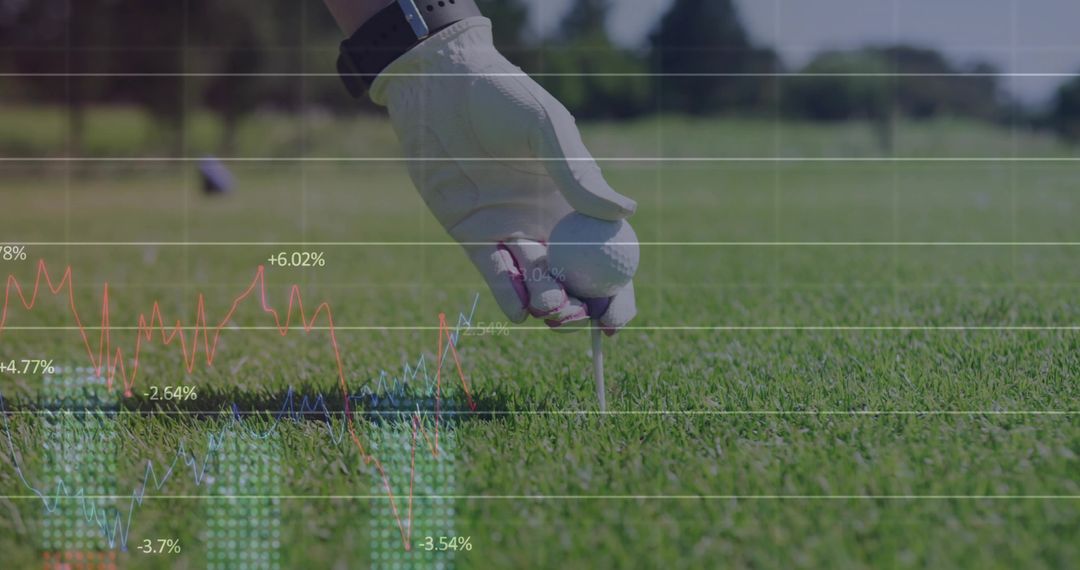 Golf Ball on Tee with Data Overlay Illustrating Sports Strategy
