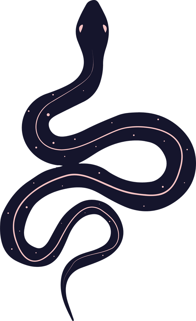 Elegant Minimalist Serpent Illustration on Transparent Background