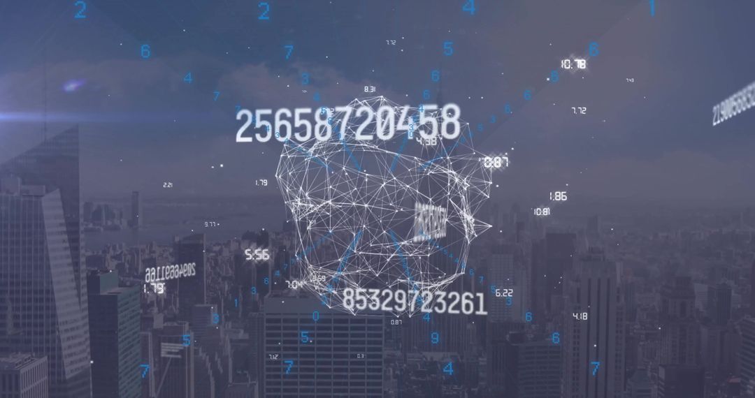 Digital Connections and Data Processing Over Urban Cityscape