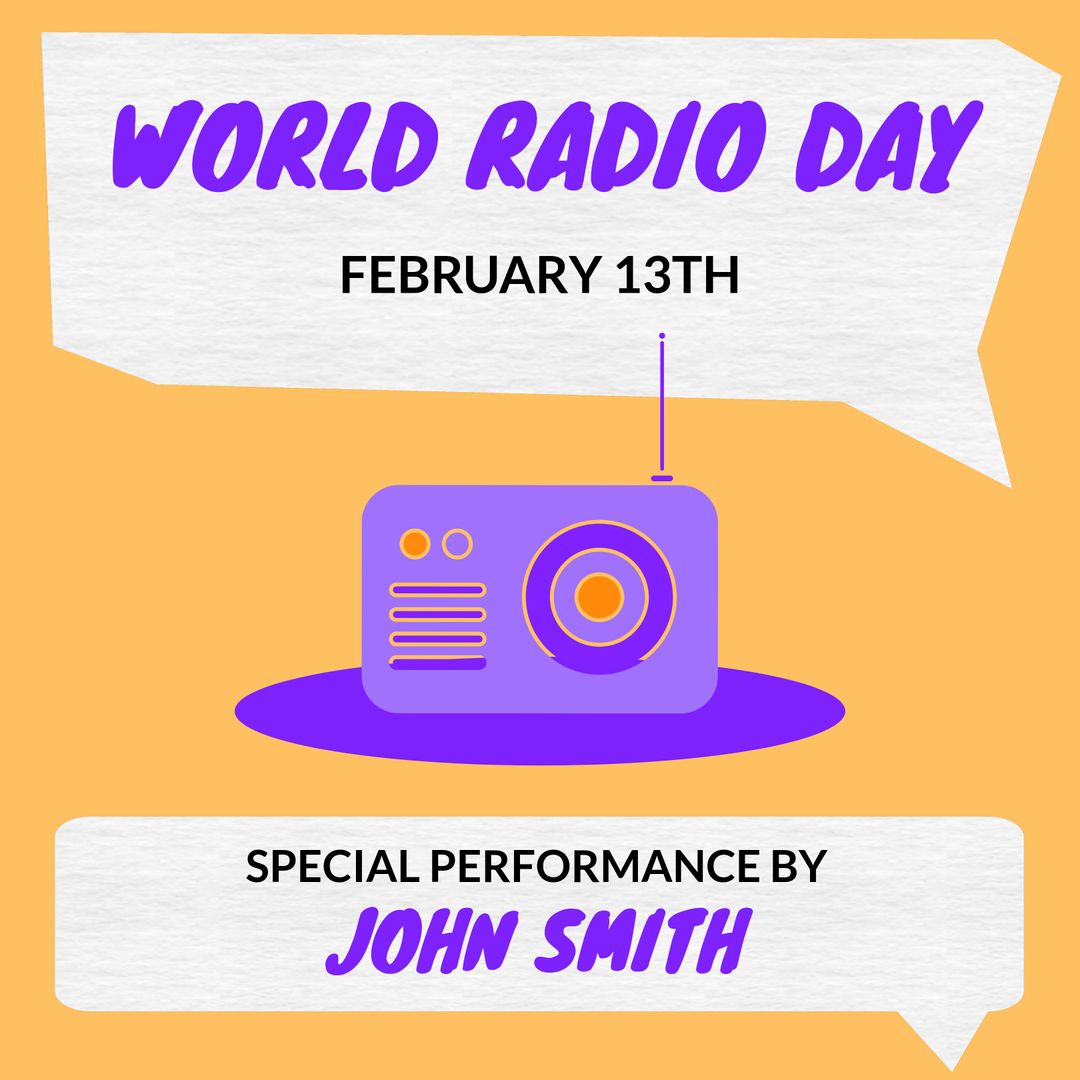 World Radio Day Celebration Poster Design with Vintage Radio - Download Free Stock Templates Pikwizard.com